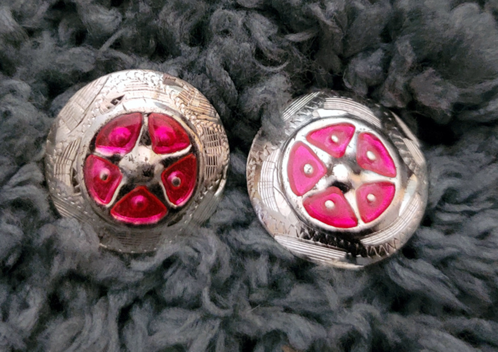 Silver Star Concho Pink enamel accent NEW by Action Company 1 1/2" Set of 4